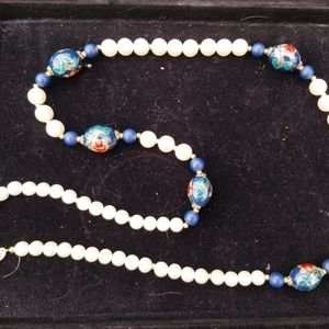 Vintage pears necklace & hand painted enamel beads